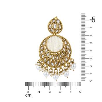 traditional handcrafted kundan pearl chandbali earrings for women/girls (e3176w) 5