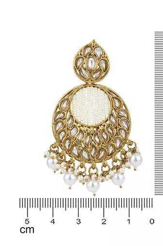 traditional handcrafted kundan pearl chandbali earrings for women/girls (e3176w)