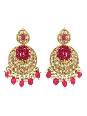 traditional handcrafted kundan pearl chandbali earrings for women/girls  2