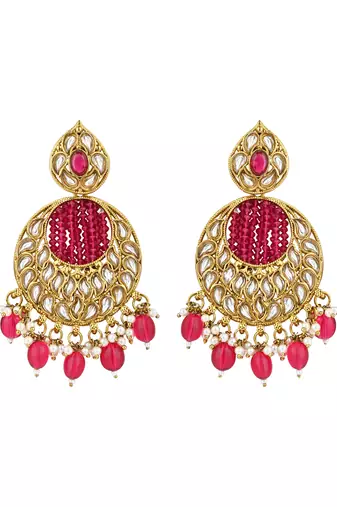 traditional handcrafted kundan pearl chandbali earrings for women/girls 