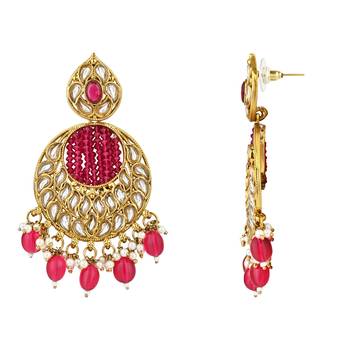 traditional handcrafted kundan pearl chandbali earrings for women/girls  3