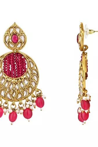 traditional handcrafted kundan pearl chandbali earrings for women/girls 