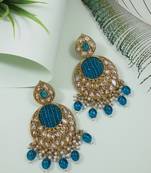 traditional handcrafted kundan pearl chandbali earrings for women/girls