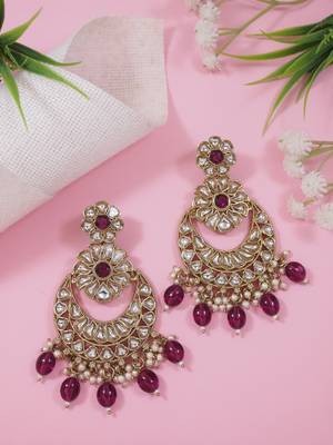 traditional handcrafted kundan pearl flower earrings for women/girls  1