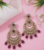 traditional handcrafted kundan pearl flower earrings for women/girls 