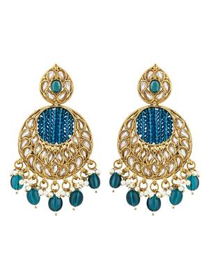 traditional handcrafted kundan pearl chandbali earrings for women/girls 2