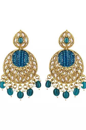 traditional handcrafted kundan pearl chandbali earrings for women/girls