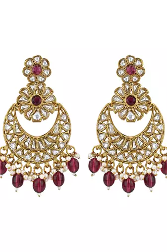 traditional handcrafted kundan pearl flower earrings for women/girls 
