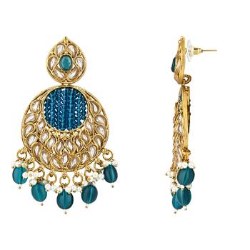 traditional handcrafted kundan pearl chandbali earrings for women/girls 3
