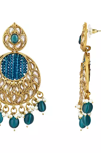traditional handcrafted kundan pearl chandbali earrings for women/girls