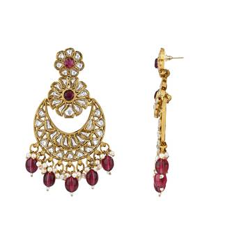 traditional handcrafted kundan pearl flower earrings for women/girls  3