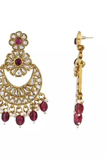 traditional handcrafted kundan pearl flower earrings for women/girls 