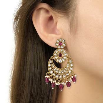 traditional handcrafted kundan pearl flower earrings for women/girls  4