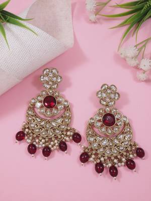 traditional handcrafted kundan pearl flower earrings for women/girls  1