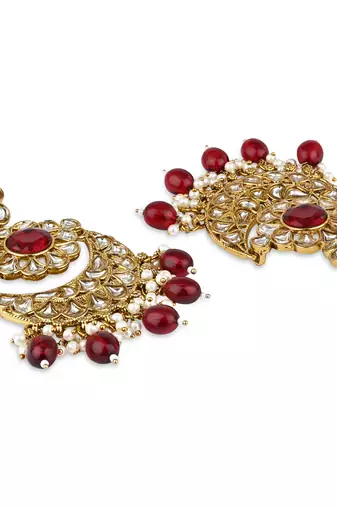traditional handcrafted kundan pearl flower earrings for women/girls 