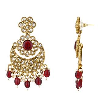 traditional handcrafted kundan pearl flower earrings for women/girls  3
