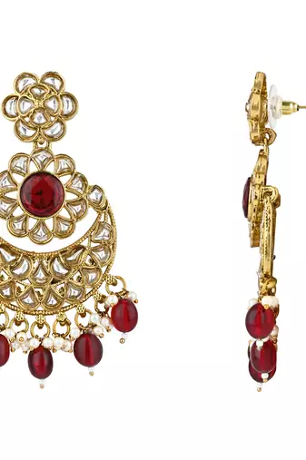 traditional handcrafted kundan pearl flower earrings for women/girls 