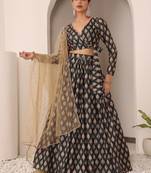 Ready To Wear MultiColor Chinon Digital Print Lehenga Set