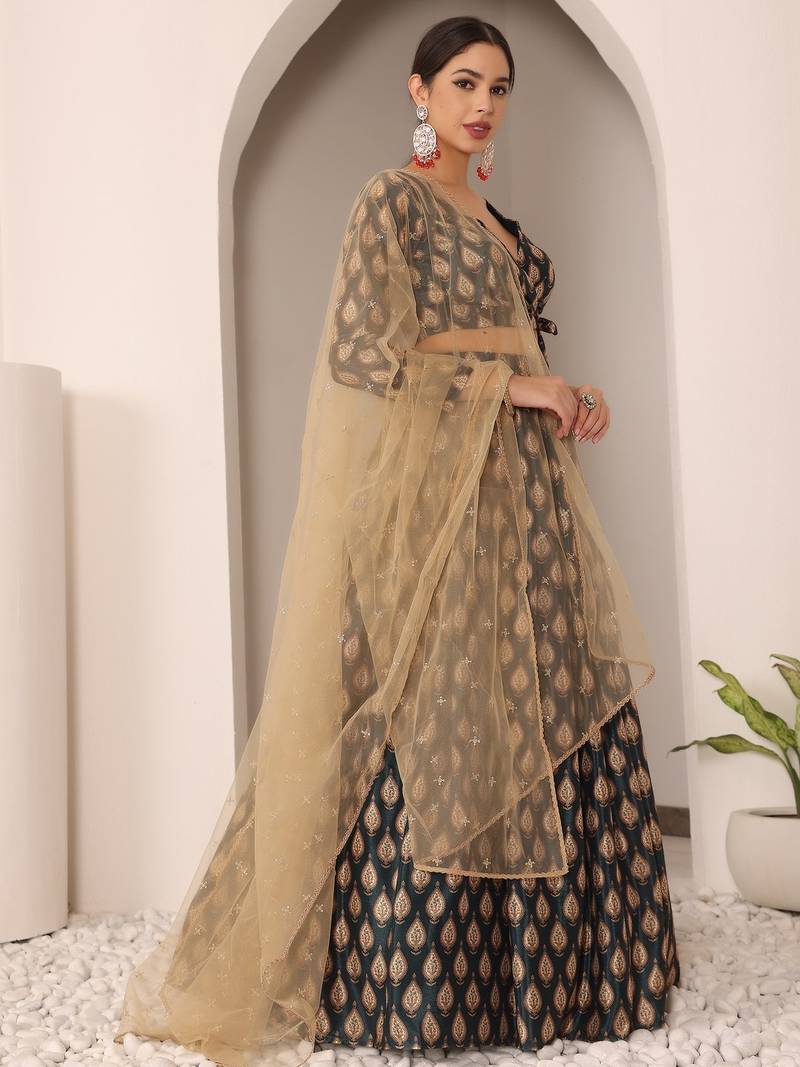 Ready To Wear MultiColor Chinon Digital Print Lehenga Set