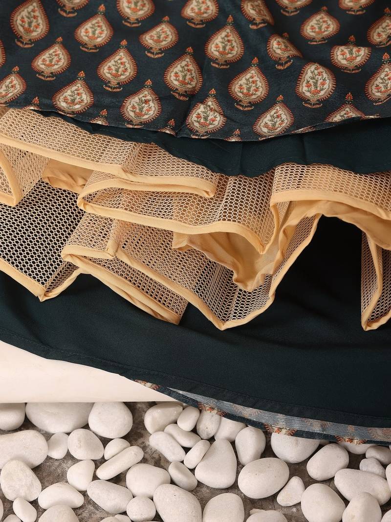 Ready To Wear MultiColor Chinon Digital Print Lehenga Set