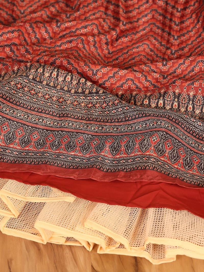 Ready To Wear MultiColor Chinon Digital Printed Lehenga Set