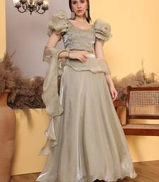 Ready To Wear Beige Embroidery Art Silk Lehenga Set