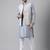 Grey weaving work jacquard silk kurta koti set with pyjama