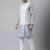Grey weaving work jacquard silk kurta koti set with pyjama