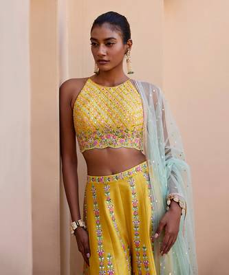Blossom yellow plazzo set 3