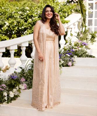 Nandani peach jacket set 1