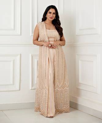 Nandani peach jacket set 2