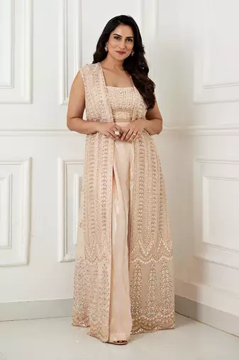Nandani peach jacket set