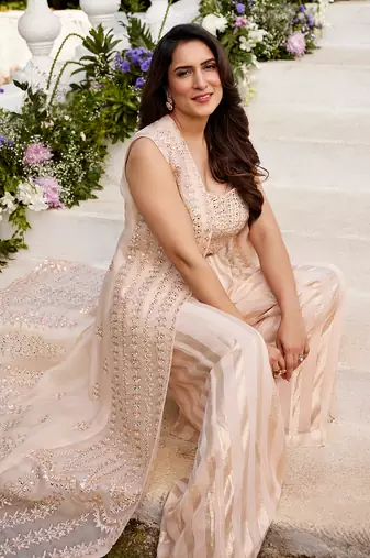 Nandani peach jacket set