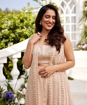 Nandani peach jacket set 4