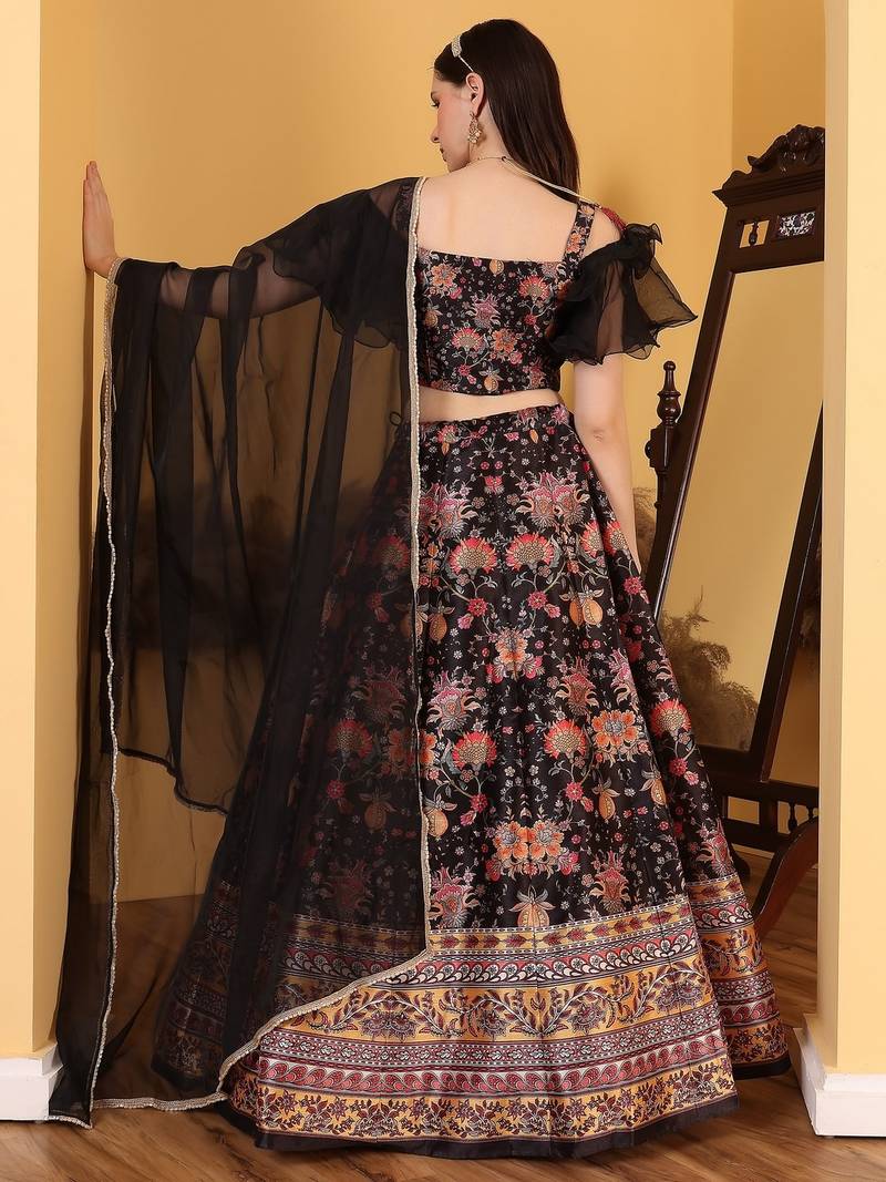 Ready To Wear MultiColour Digital Printed Kali Lehenga Set