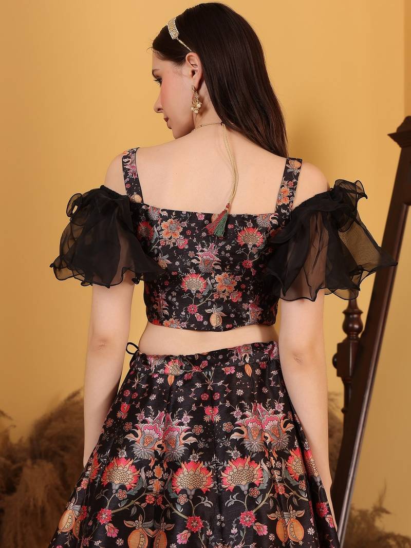 Ready To Wear MultiColour Digital Printed Kali Lehenga Set