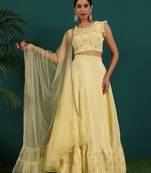 Ready To Wear Yellow Embroidered Art Silk Lehenga Set