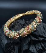 Gold plated ethnic rajasthani pearl studded bangles for women