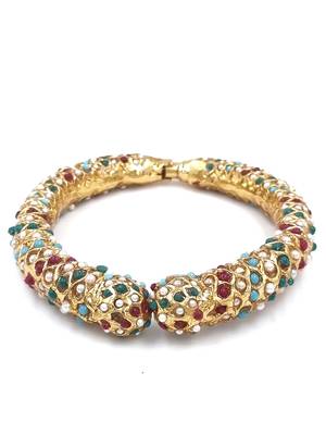 Gold plated ethnic rajasthani pearl studded bangles for women 2