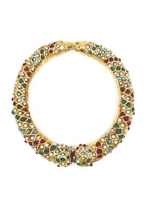 Gold plated ethnic rajasthani pearl studded bangles for women 3