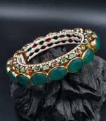 Gold plated ethnic rajasthani pearl studded bangles for women