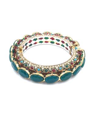 Gold plated ethnic rajasthani pearl studded bangles for women 3