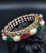 Gold plated ethnic rajasthani pearl studded bangles for women