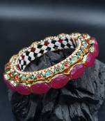 Gold plated ethnic rajasthani pearl studded bangles for women