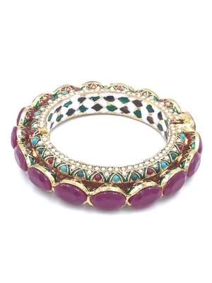 Gold plated ethnic rajasthani pearl studded bangles for women 2