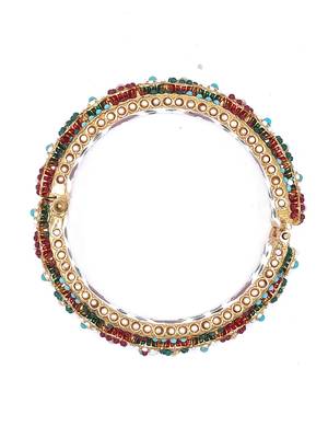 Gold plated ethnic rajasthani pearl studded bangles for women 2