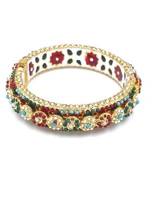 Gold plated ethnic rajasthani pearl studded bangles for women 3
