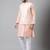 Peach weaving work jacquard silk kurta koti set with pyjama