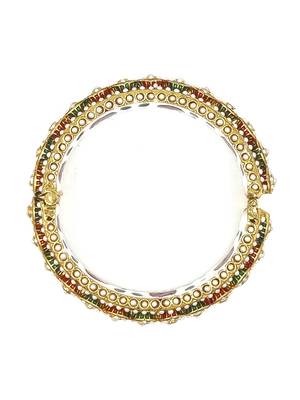 Gold plated ethnic rajasthani pearl studded bangles for women 3