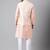 Peach weaving work jacquard silk kurta koti set with pyjama